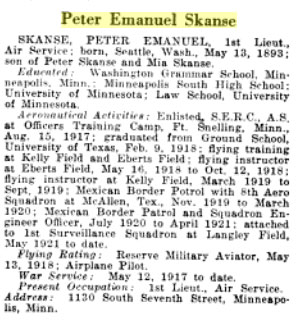 P.E. Skanse, Who&rsquo;s Who in American Aeronautics, 1922 (Source: Woodling)