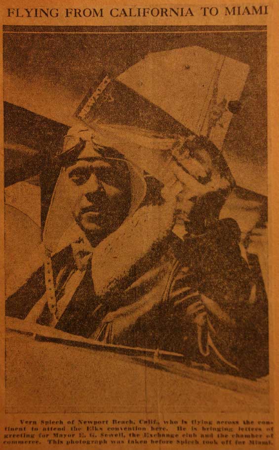 Speich Departure for Miami, Ca. 1928 (Source: Lynn)