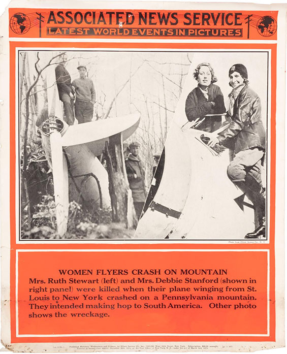 Pictorial Broadside Relaying the Fatal Crash of Ruth Stewart and Debbie Stanford, 1932 (Source: Link)