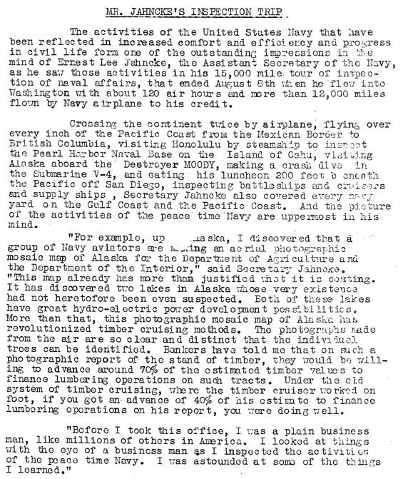 Bureau of Aeronautics Newsletter, August 21, 1929 (Source: Webmaster)