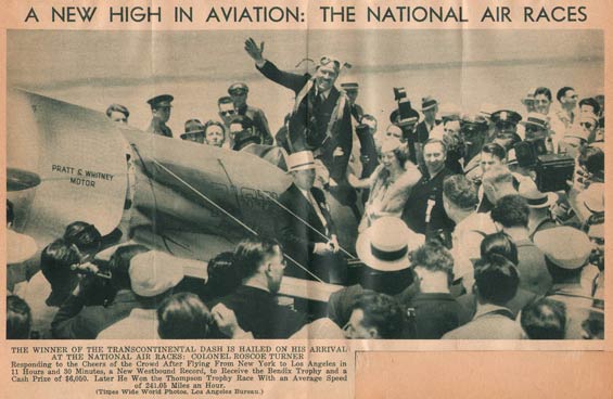 Roscoe Turner, Undated News Article, Ca. 1933 (Source: Kranz)