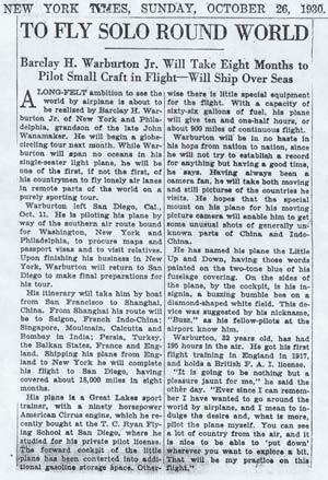 The New York Times, October 26, 1930 (Source: NASM)