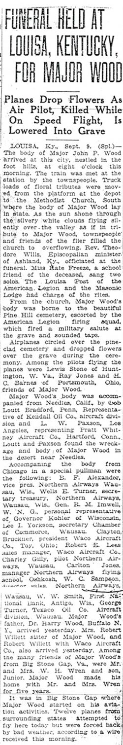 John P. Wood, Obituary, September, 1929 (Source: Jenkins)