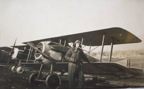 Raymond C. Zettel Standing Next to SPAD, Ca. 1918 (Source: Zettel Family Album)