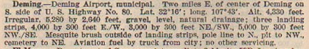 Deming Municipal Airport, ca. 1937 (Source: Webmaster)
