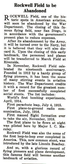 Rockwell Closing, Popular Aviation, February, 1932 (Source: PA)
